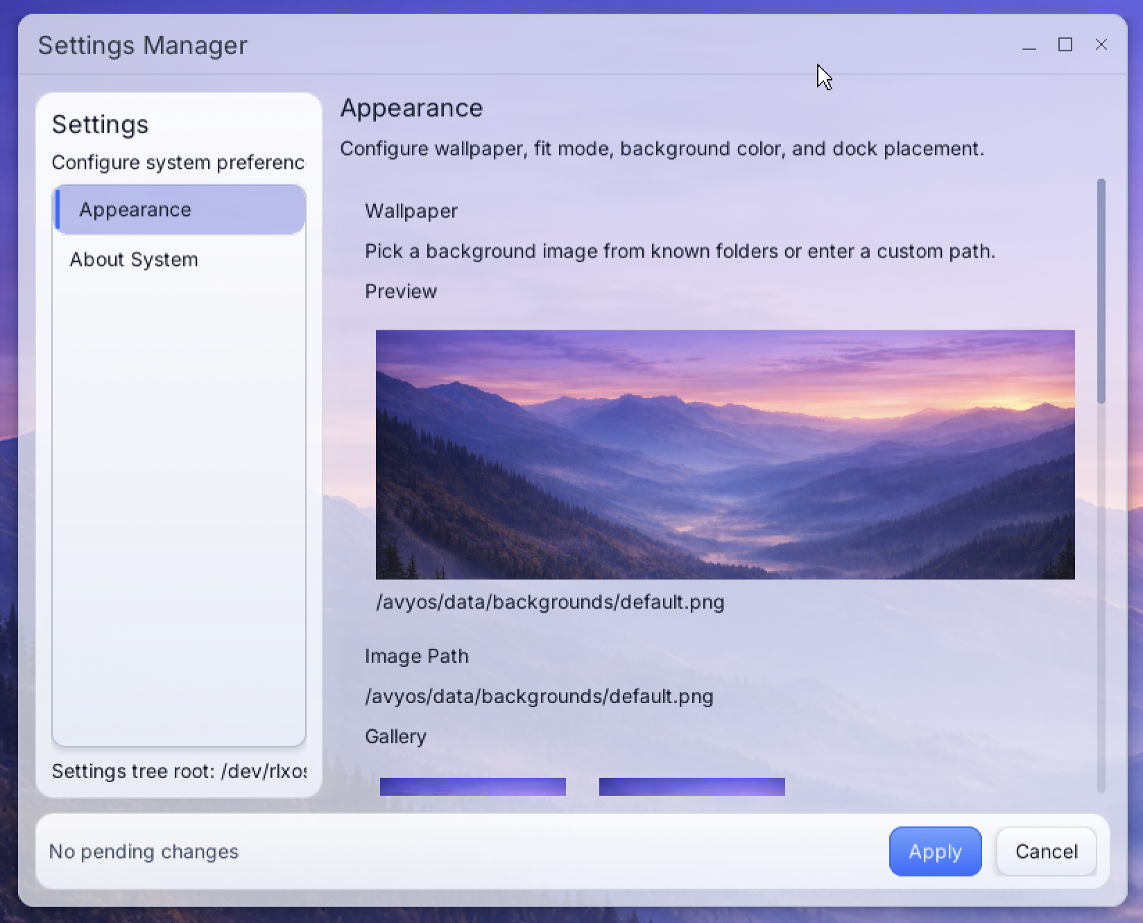 Settings Manager preview
