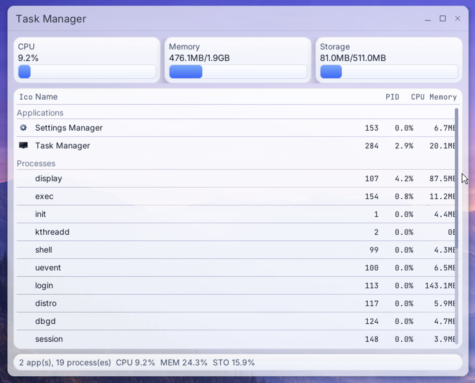 Task Manager preview
