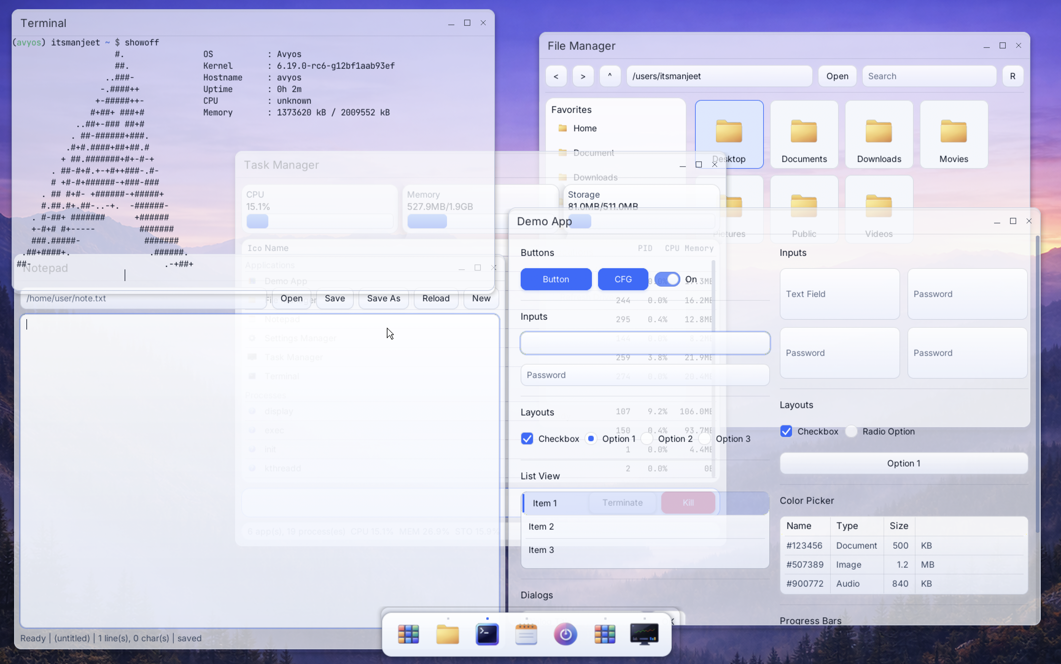 Desktop interface